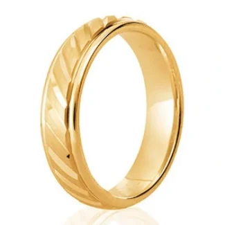 DC126 Gents 6mm Miter Cut Yellow Gold Wedding Ring