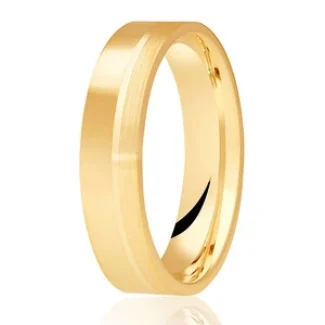 DC150 GWR2090 Gents Pattern 4mm Polished Edge Yellow Gold Wedding Ring
