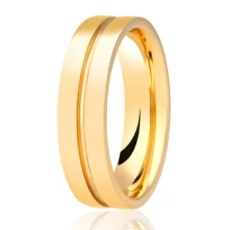 DC305 GWR2007 Gents Pattern 5mm Centre Line Yellow Gold Wedding Ring