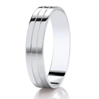 DC314 GWR2020 Gents 5mm Pattern Double Line Polished PalladiumPlatinum Wedding Ring