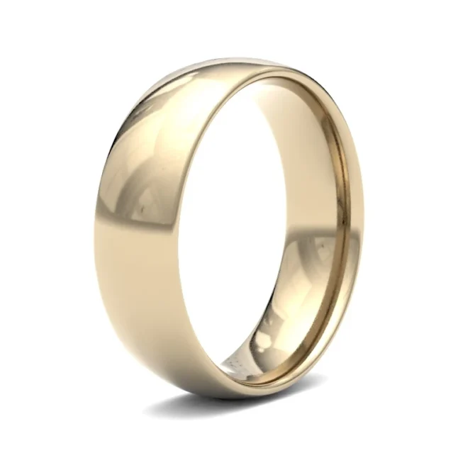 Yellow gold gents plain wedding band traditional court