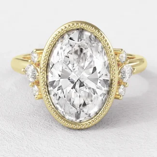 Milgarin vintage style besel set oval diamond ring pr13987 feature image yellow gold